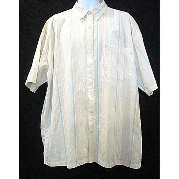 Phat Farm Shirt Pastel Striped Button Front Short Sleeve Mens Size 3XL - Picture 1 of 7